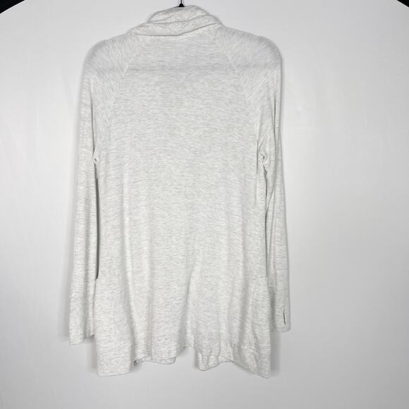 Athleta Small S Light Gray Studio Yoga Wrap Cardigan Sweater Draped Front Modal - Picture 2 of 12